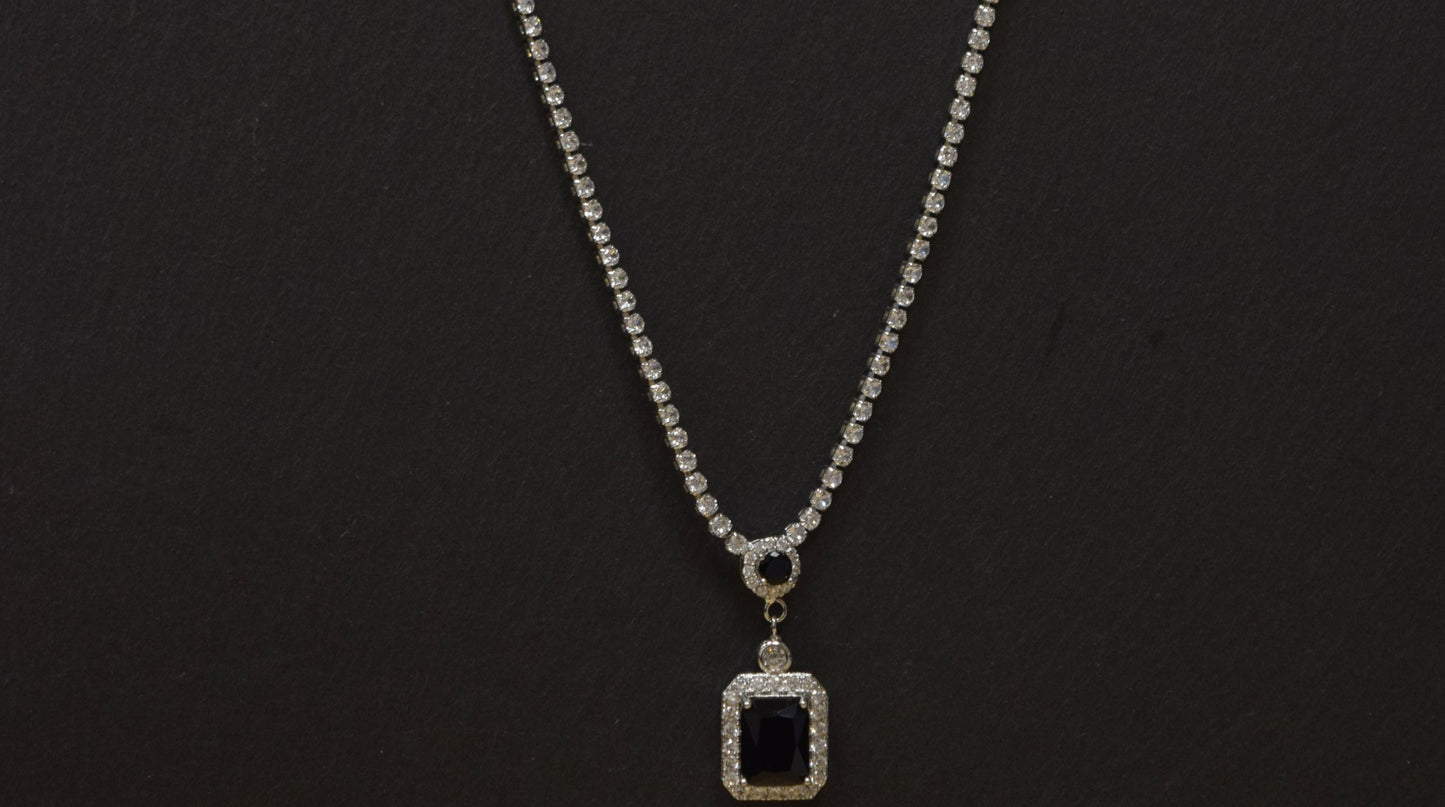 Black Onyx and White Zirconia Necklace