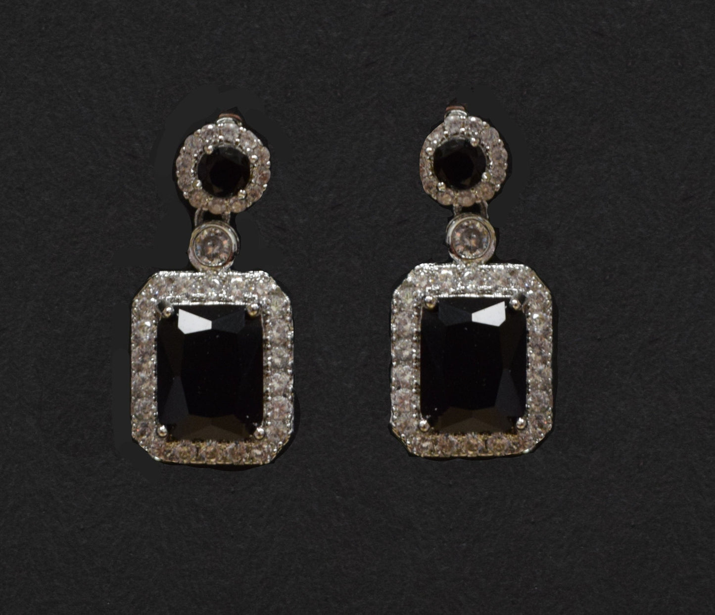 Black Onyx and White Zirconia Earrings