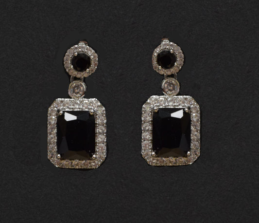 Black Onyx and White Zirconia Earrings