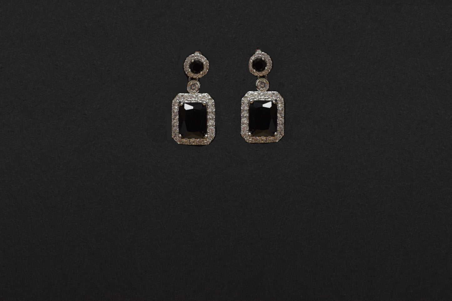 Black Onyx and White Zirconia Earrings